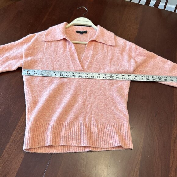 J CREW Womens Sweater XXS Peach Merino Alpaca Pullover Relaxed Polo Preppy - Picture 7 of 10